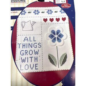 Plaid Stitched Impressions Embossed Cross Stitch Kit 8" x 10" All Things Grow Wi